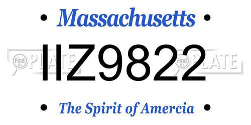 IIZ9822 Massachusetts License Plate