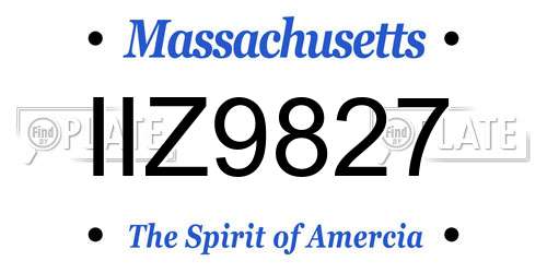 IIZ9827 Massachusetts License Plate