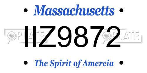 IIZ9872 Massachusetts License Plate
