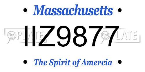 IIZ9877 Massachusetts License Plate