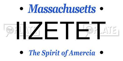 IIZETET Massachusetts License Plate