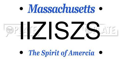 IIZISZS Massachusetts License Plate