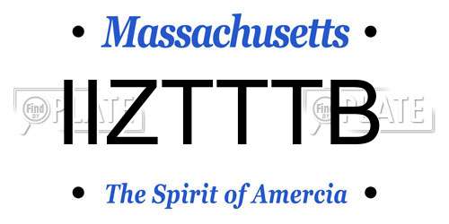 IIZTTTB Massachusetts License Plate