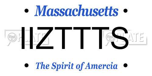IIZTTTS Massachusetts License Plate