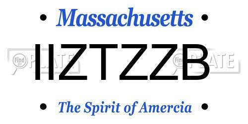 IIZTZZB Massachusetts License Plate