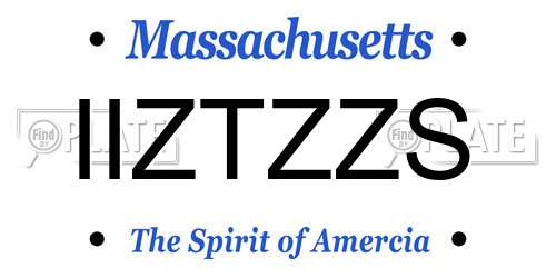 IIZTZZS Massachusetts License Plate