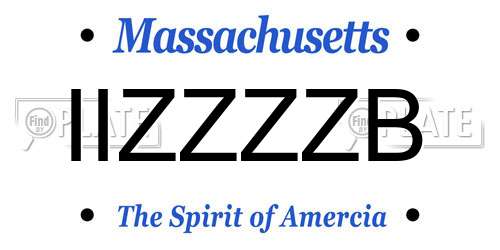 IIZZZZB Massachusetts License Plate