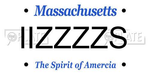 IIZZZZS Massachusetts License Plate