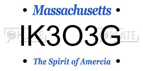IK3O3G Massachusetts License Plate