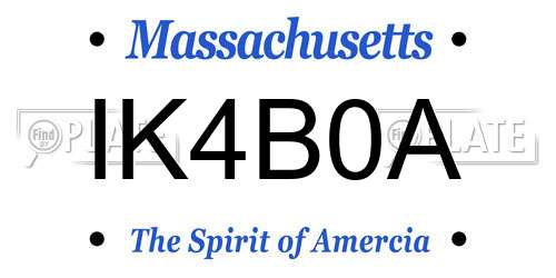 IK4B0A Massachusetts License Plate