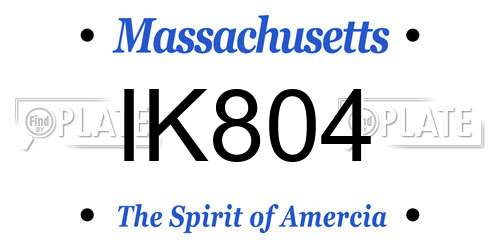 IK804 Massachusetts License Plate