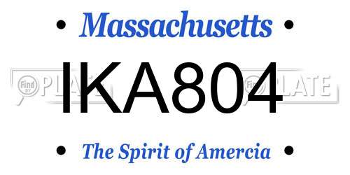 IKA804 Massachusetts License Plate