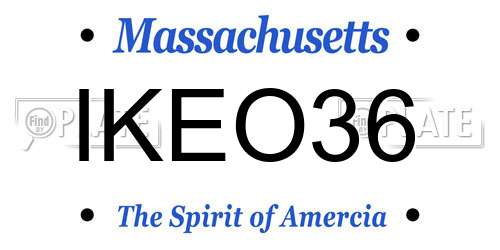 IKEO36 Massachusetts License Plate
