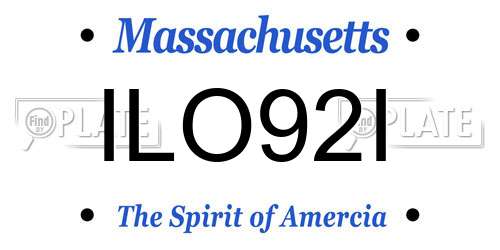 ILO92I Massachusetts License Plate