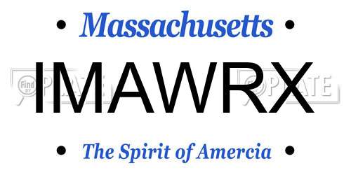 IMAWRX Massachusetts License Plate