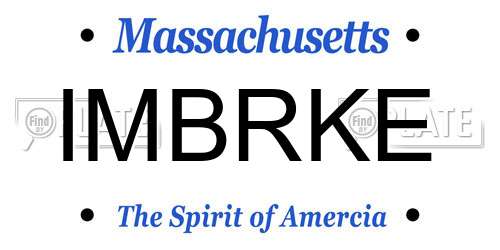 IMBRKE Massachusetts License Plate