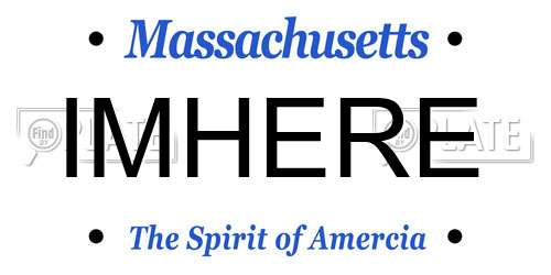 IMHERE Massachusetts License Plate
