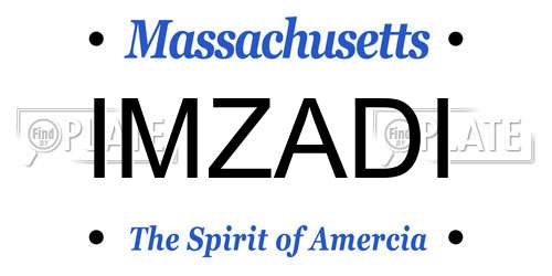 IMZADI Massachusetts License Plate