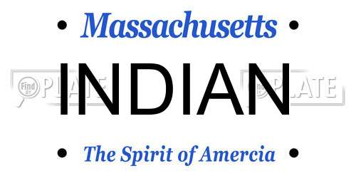 INDIAN Massachusetts License Plate