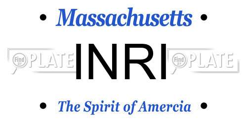 INRI Massachusetts License Plate