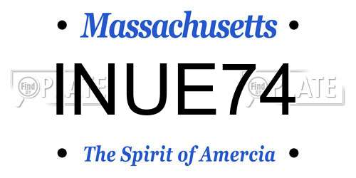 INUE74 Massachusetts License Plate