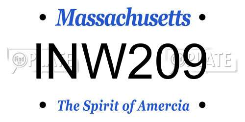 INW209 Massachusetts License Plate