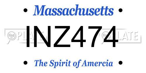 INZ474 Massachusetts License Plate
