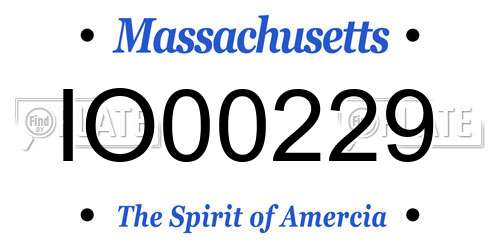 IO00229 Massachusetts License Plate