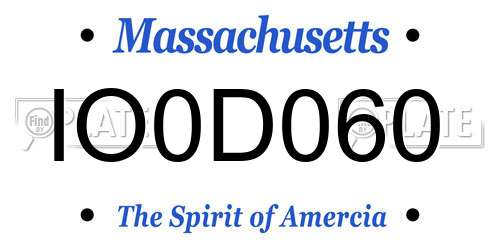 IO0D060 Massachusetts License Plate