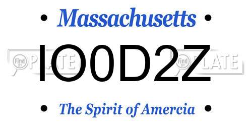 IO0D2Z Massachusetts License Plate