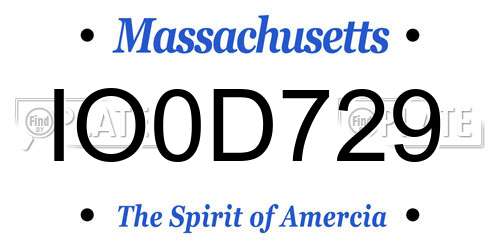 IO0D729 Massachusetts License Plate