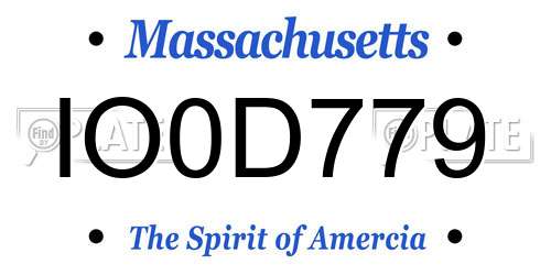 IO0D779 Massachusetts License Plate