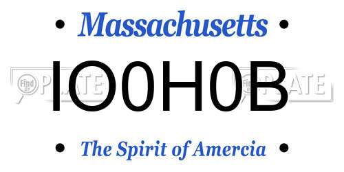 IO0H0B Massachusetts License Plate