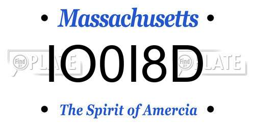 IO0I8D Massachusetts License Plate