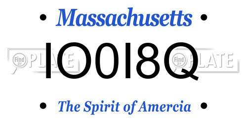 IO0I8Q Massachusetts License Plate
