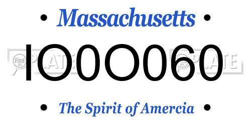 IO0O060 Massachusetts License Plate