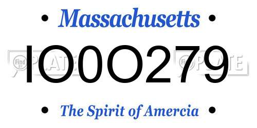 IO0O279 Massachusetts License Plate