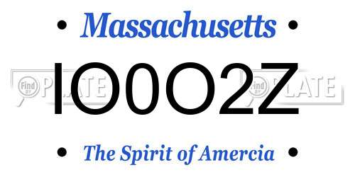 IO0O2Z Massachusetts License Plate