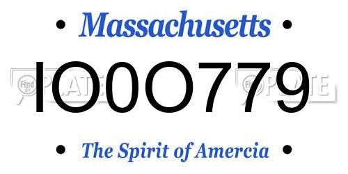 IO0O779 Massachusetts License Plate