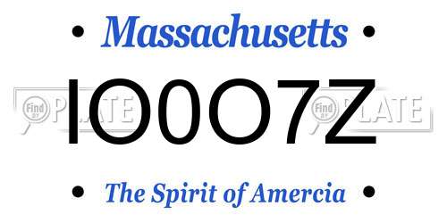 IO0O7Z Massachusetts License Plate
