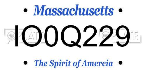 IO0Q229 Massachusetts License Plate