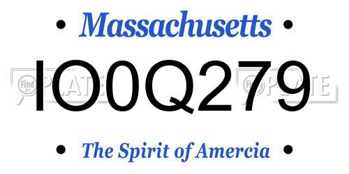 IO0Q279 Massachusetts License Plate