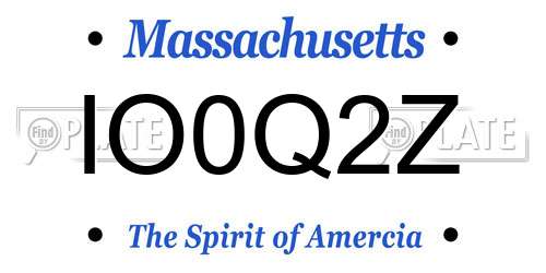 IO0Q2Z Massachusetts License Plate