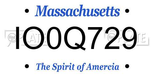 IO0Q729 Massachusetts License Plate