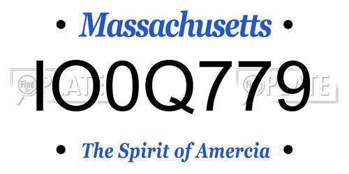 IO0Q779 Massachusetts License Plate