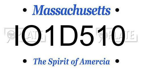 IO1D510 Massachusetts License Plate