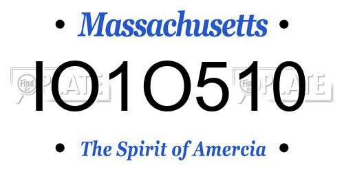 IO1O510 Massachusetts License Plate