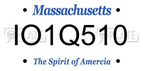 IO1Q510 Massachusetts License Plate