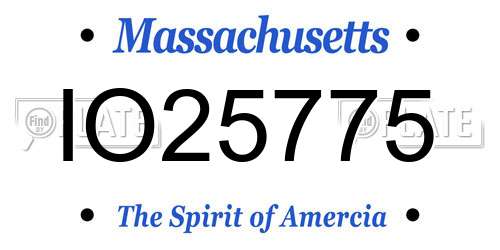 IO25775 Massachusetts License Plate
