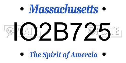 IO2B725 Massachusetts License Plate